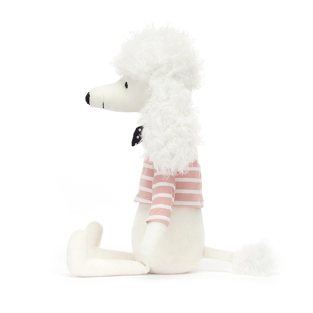 Jellycat Beatnik Buddy Poodle - Hund mit gestreiftem Pullover und Schal 27 cm - KOLLEKTION 2023 