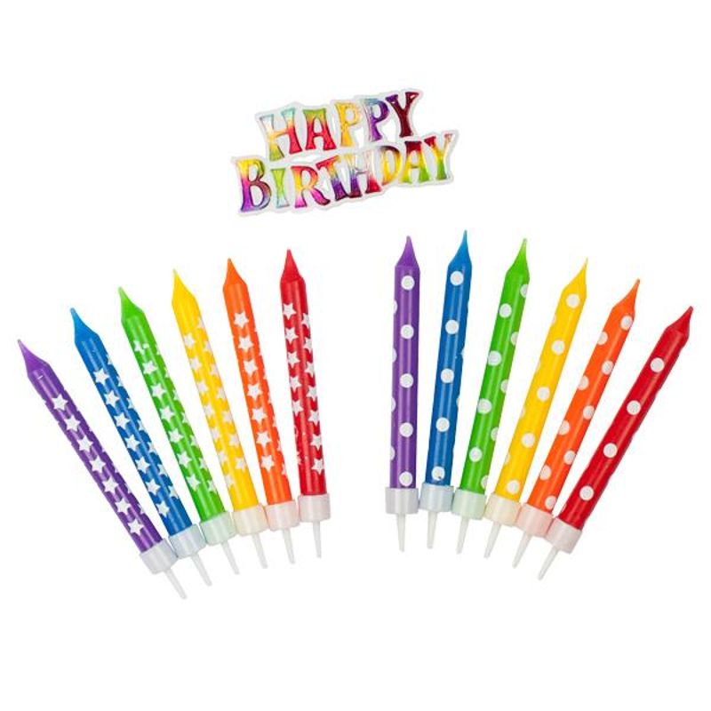 Trendhaus Geburtstagskerzen in Regenbogenfarben13-teilig