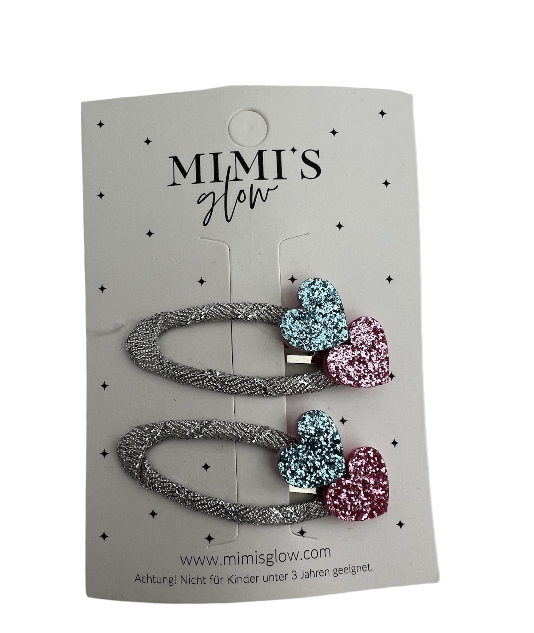 Mimi's Glow Haarspangen · XMAS · Herzen Pink Blau