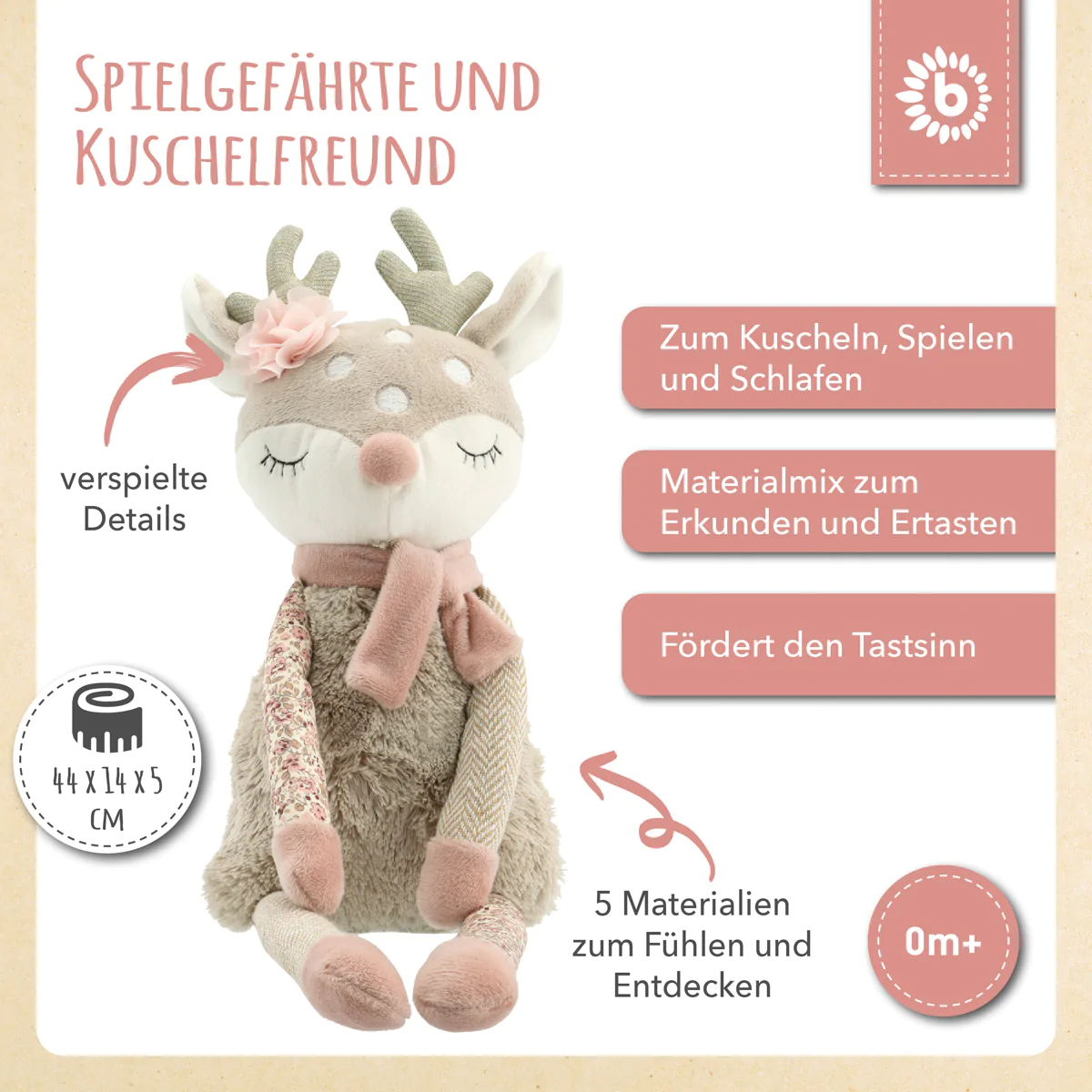Bieco Spielfigur Reh Ella - Kuscheltier - Lieblingspuppe 44 cm