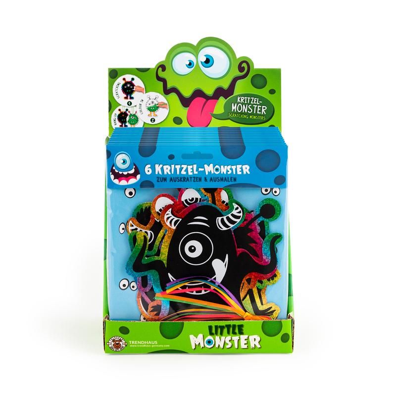 Little Monster Kritzel-Anhänger zum Kratzen & Ausmalen 6er-Set